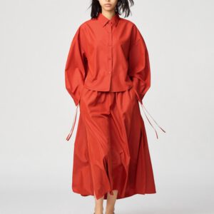 Gather Long Slit Skirt