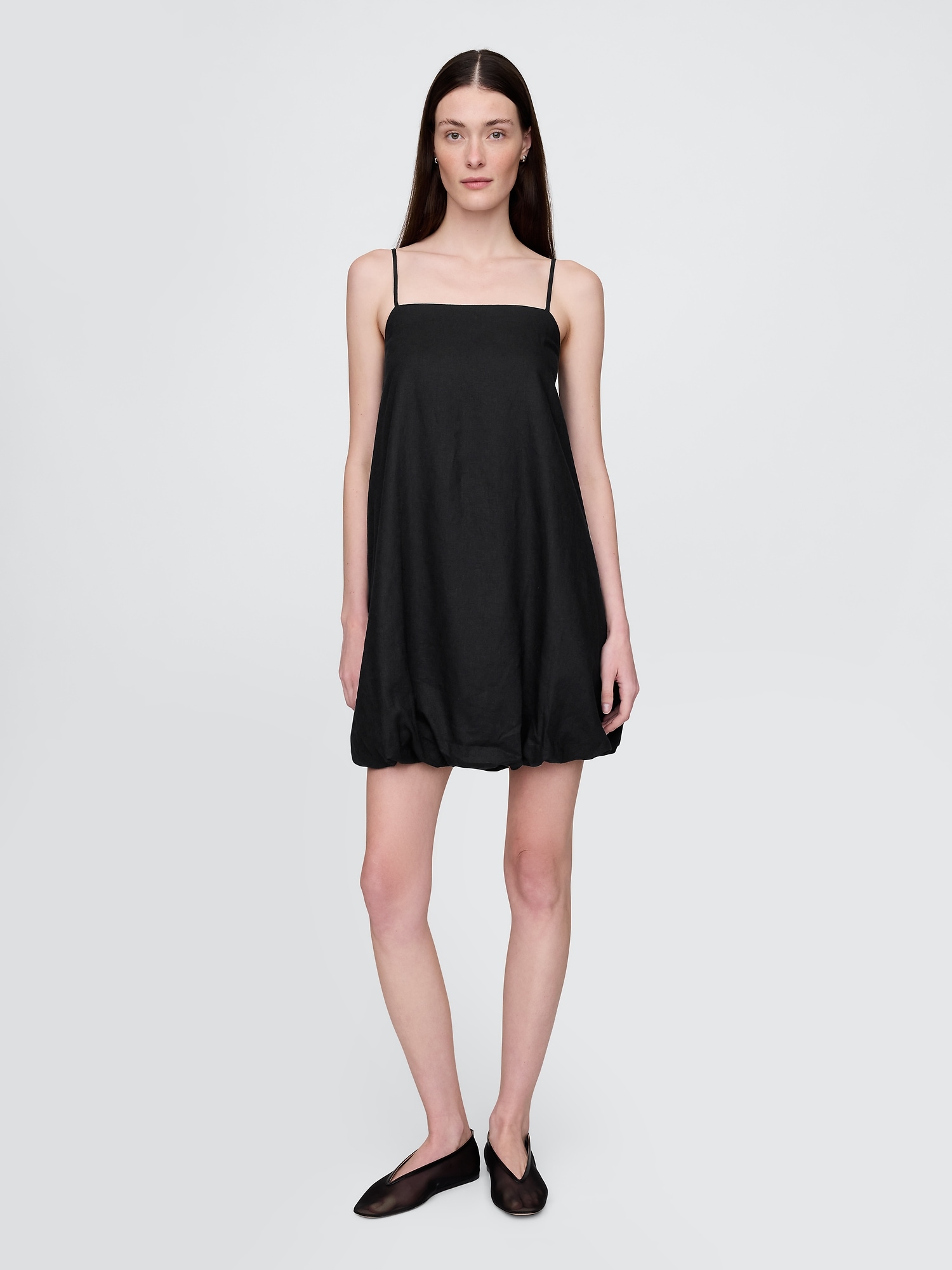 Linen-Blend Bubble Mini Dress