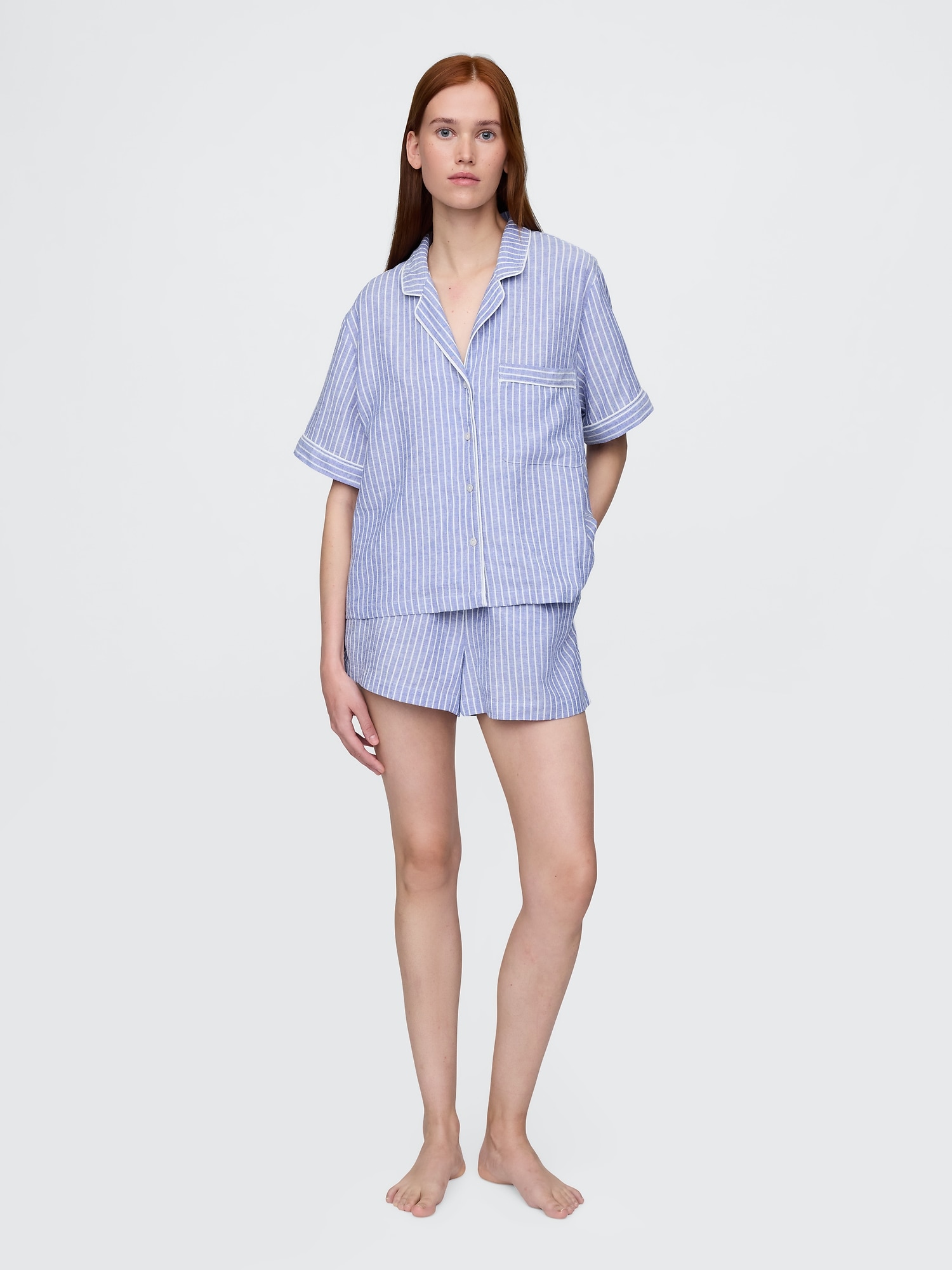 Linen-Blend PJ Shorts