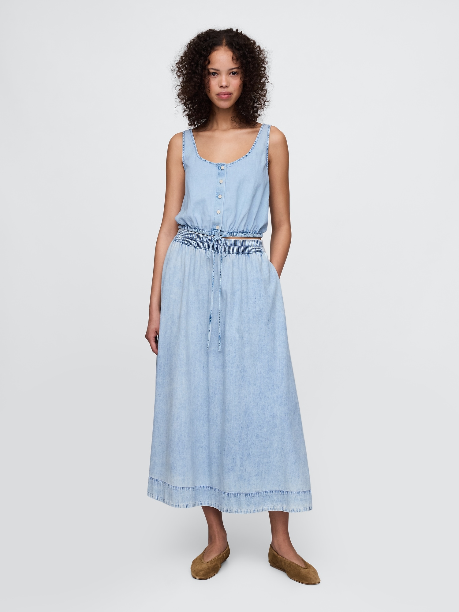 Denim Easy Maxi Skirt
