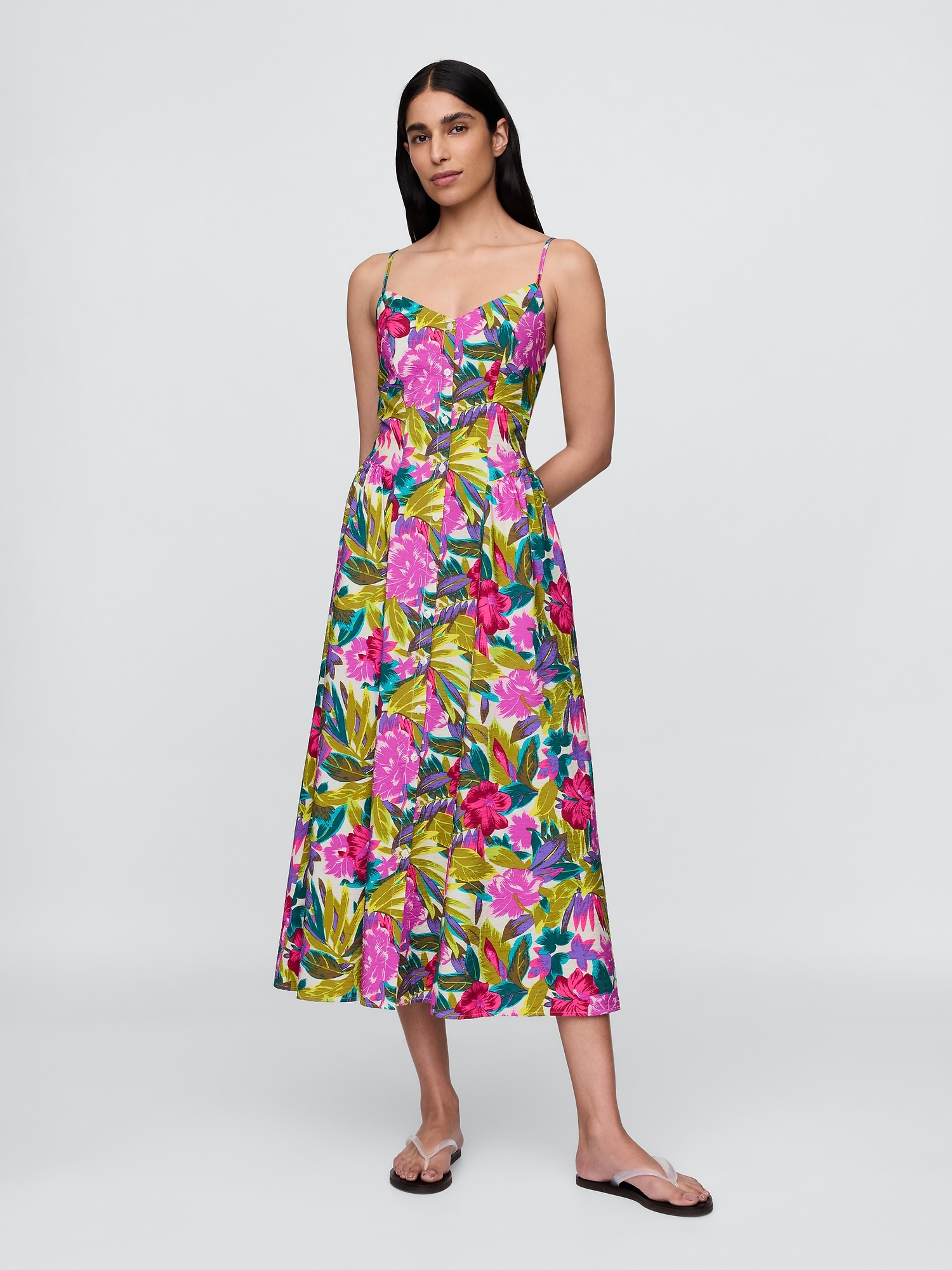 Floral V-Neck Midi Dress